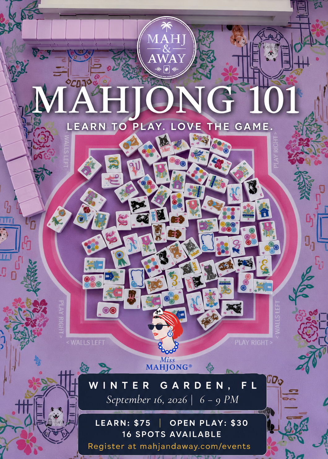 Flyer for Mahjong Night at Tanner Hall · September 16, 2026