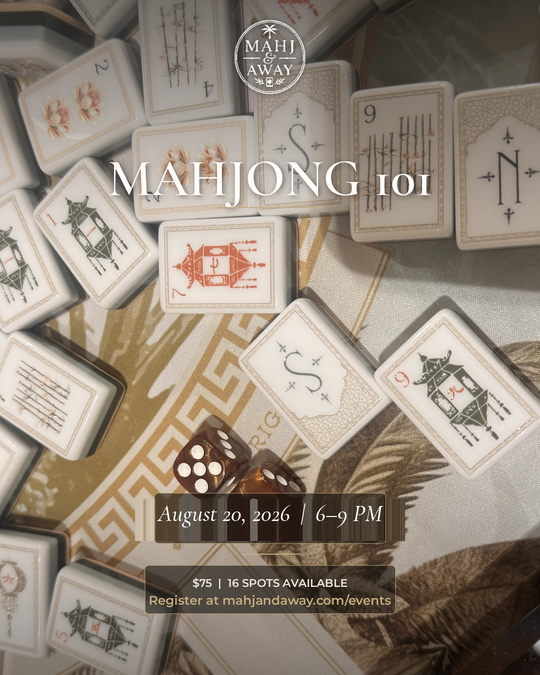 Flyer for Mahjong Night at Windermere · August 20, 2026